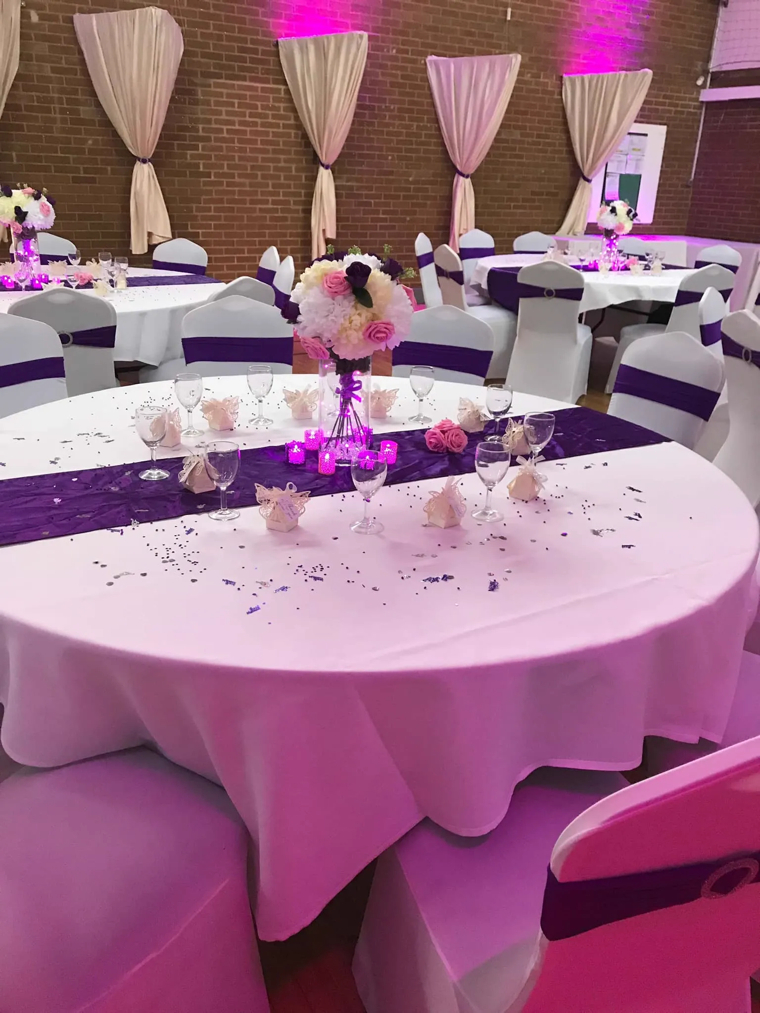 Function room decorated for a christening